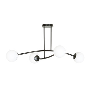 Emibig Lámpara colgante simple Lemvig negra con vidrio blanco 4 lámparas E14