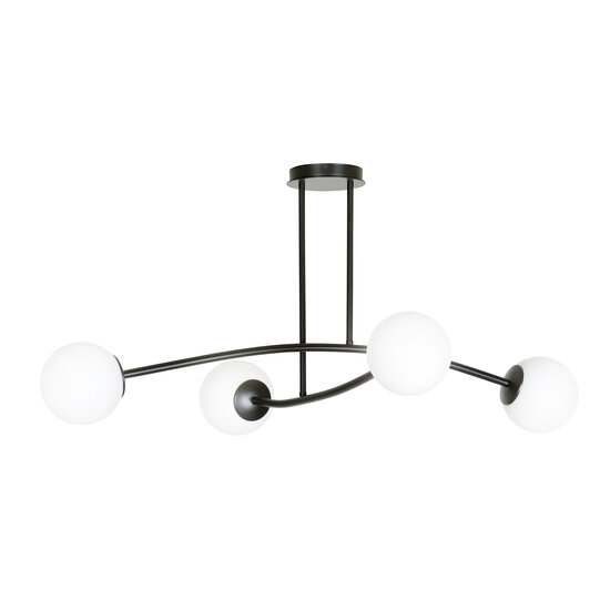 Emibig Emibig Lámpara colgante simple Lemvig negra con vidrio blanco 4 lámparas E14 - Iluminación ideal para cualquier espacio