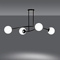 Lemvig einfache Pendelleuchte schwarz mit weißem Glas 4 Lampen E14