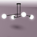 Lemvig simple pendant lamp black with white glass 4 lamps E14