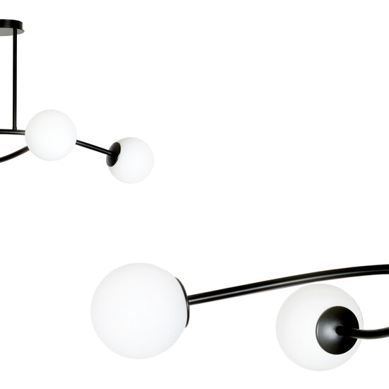 Lemvig einfache Pendelleuchte schwarz mit weißem Glas 4 Lampen E14