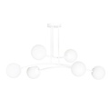 Lemvig witte design hanglamp met wit glas 6 lampen E14