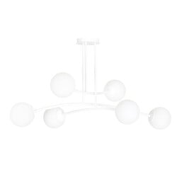 Emibig Lámpara colgante de diseño blanco Lemvig con vidrio blanco 6 lámparas E14