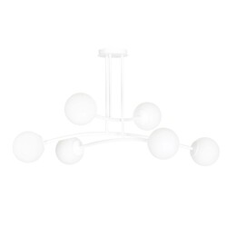 Emibig Lemvig witte design hanglamp met wit glas 6 lampen E14