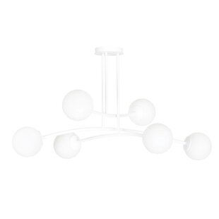 Emibig Lámpara colgante de diseño blanco Lemvig con vidrio blanco 6 lámparas E14