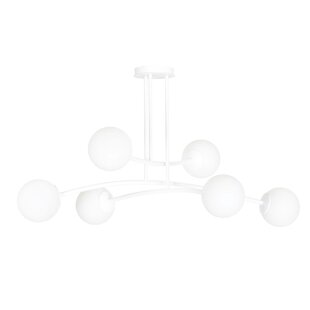 Lemvig white design hanging lamp with white glass 6 lamps E14
