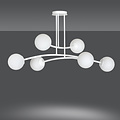 Lemvig witte design hanglamp met wit glas 6 lampen E14