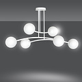 Lemvig witte design hanglamp met wit glas 6 lampen E14