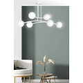 Lemvig witte design hanglamp met wit glas 6 lampen E14
