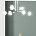 Lemvig witte design hanglamp met wit glas 6 lampen E14