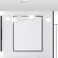 Lemvig witte design hanglamp met wit glas 6 lampen E14