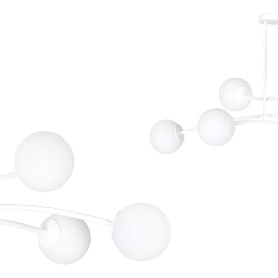 Emibig Emibig Lemvig witte design hanglamp met wit glas 6 lampen E14 - Perfect voor een moderne uitstraling in uw interieur