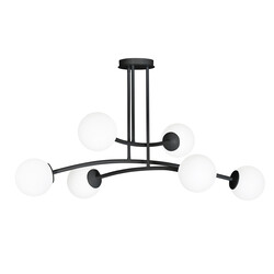 Suspension design Lemvig noire avec verre blanc 6 lampes E14