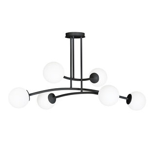 Emibig Lemvig design pendant lamp black with white glass 6 lamps E14