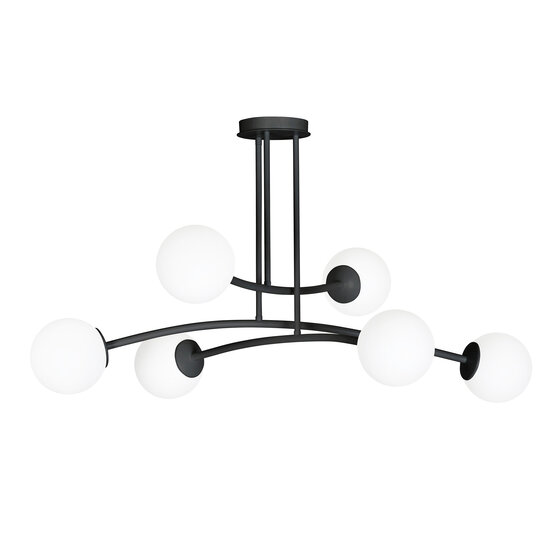 Emibig Emibig Lemvig design pendant lamp black with white glass 6 lamps E14 - Ideal for modern interiors