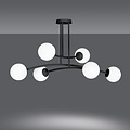 Emibig Emibig Lampe suspendue design Lemvig noire avec verre blanc 6 lampes E14 - Idéale pour les intérieurs modernes