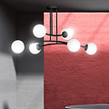 Lemvig design pendellamp zwart met wit glas 6 lampen E14