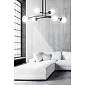 Lemvig design pendellamp zwart met wit glas 6 lampen E14