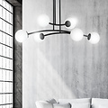 Suspension design Lemvig noire avec verre blanc 6 lampes E14