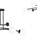 Lemvig design pendellamp zwart met wit glas 6 lampen E14