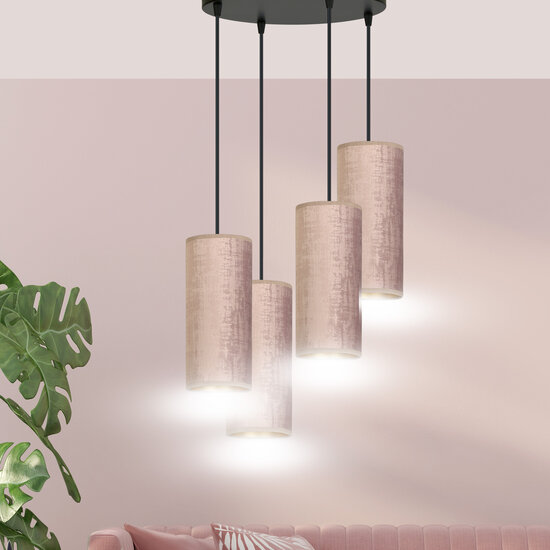 Rebild large round pendant lamp with 4 rose tubes 4x E27