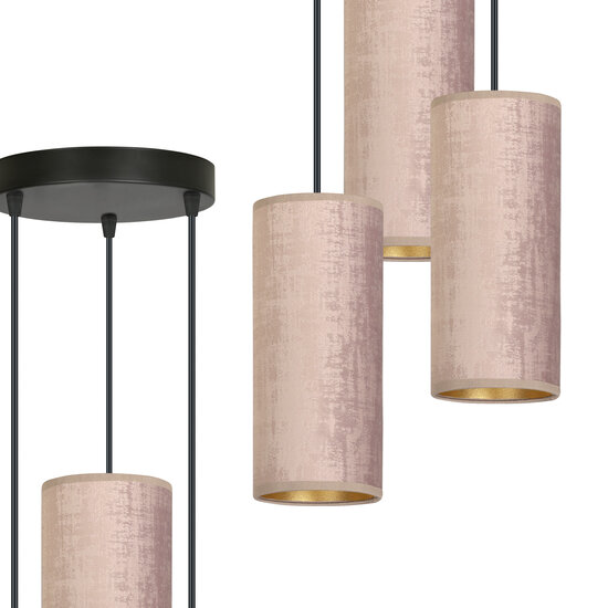 Rebild round pendant lamp with 3 pink modern tubes 3x E27