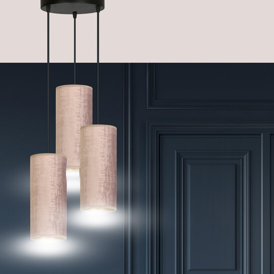 Rebild round pendant lamp with 3 pink modern tubes 3x E27