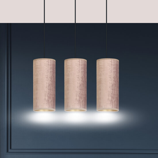 Rebild lampe à suspension moyenne 3 cylindres rosé 3x E27