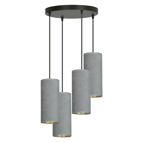 Emibig Emibig Nordfyn grote ronde pendellamp met 4 grijze kokers 4x E27 - Perfect voor sfeervolle verlichting in elke ruimte