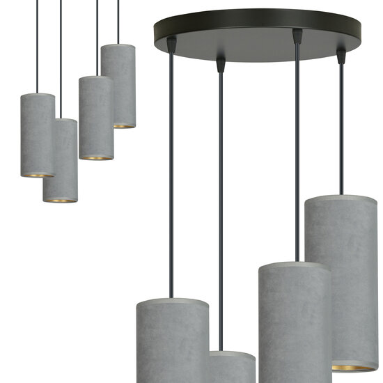 Nordfyn large round pendant lamp with 4 gray tubes 4x E27