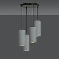 Emibig Emibig Nordfyn grote ronde pendellamp met 4 grijze kokers 4x E27 - Perfect voor sfeervolle verlichting in elke ruimte