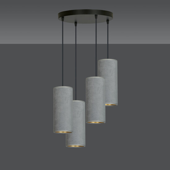 Emibig Emibig Nordfyn grote ronde pendellamp met 4 grijze kokers 4x E27 - Perfect voor sfeervolle verlichting in elke ruimte