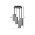 Emibig Emibig Nordfyn grote ronde pendellamp met 4 grijze kokers 4x E27 - Perfect voor sfeervolle verlichting in elke ruimte