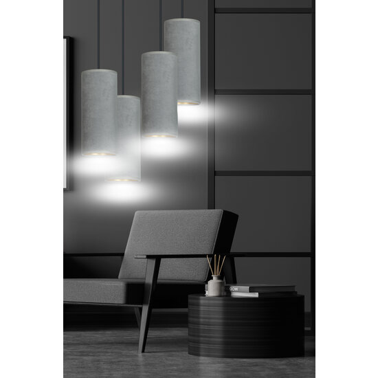 Emibig Emibig Nordfyn grote ronde pendellamp met 4 grijze kokers 4x E27 - Perfect voor sfeervolle verlichting in elke ruimte