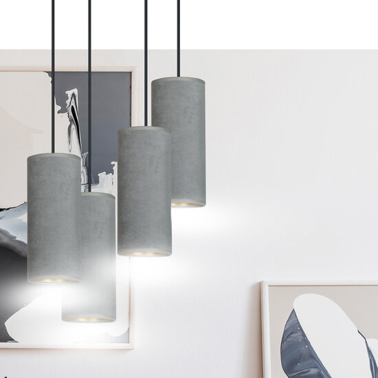 Nordfyn large round pendant lamp with 4 gray tubes 4x E27