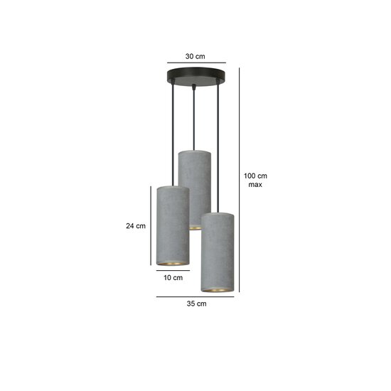 Emibig Emibig Nordfyn ronde pendellamp met 3 grijze moderne kokers 3x E27 - Perfect voor sfeervolle verlichting in uw keuken
