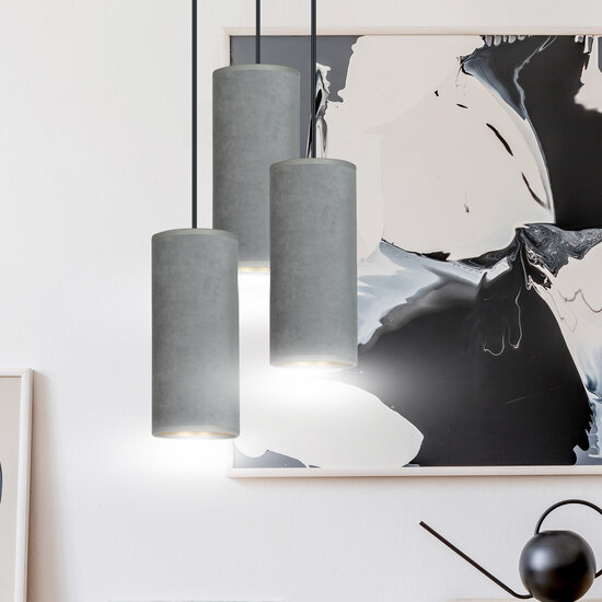 Nordfyn round pendant lamp with 3 gray modern tubes 3x E27