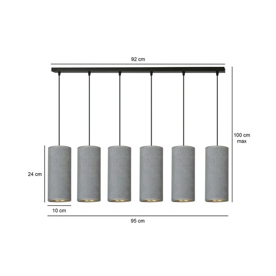 Nordfyn 6 kokers XXL hanglamp grijs 6x E27