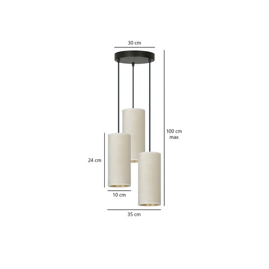 Suspension ronde Nyborg avec 3 tubes modernes blancs 3x E27