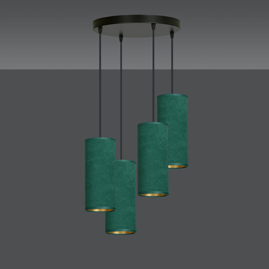 Odsherred grote ronde pendellamp met 4 groene kokers 4x E27