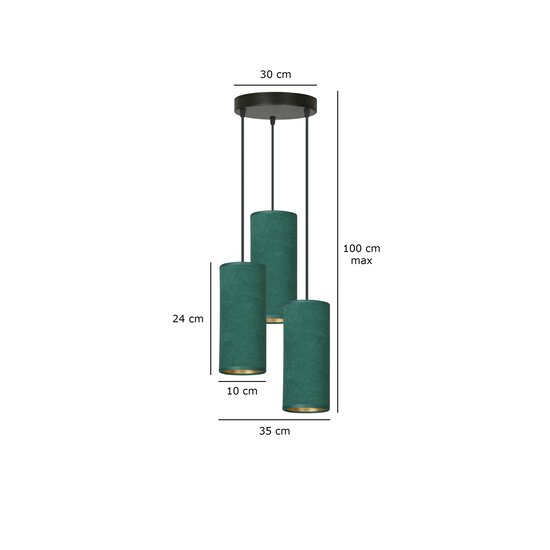 Emibig Emibig Odsherred lámpara colgante redonda con 3 tubos modernos verdes 3x E27 - Iluminación perfecta para cualquier espacio