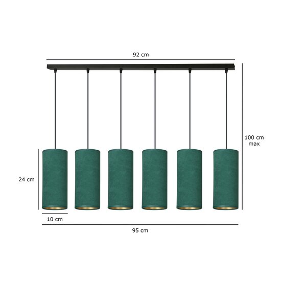 Odsherred 6 tubos XXL lámpara colgante verde 6x E27