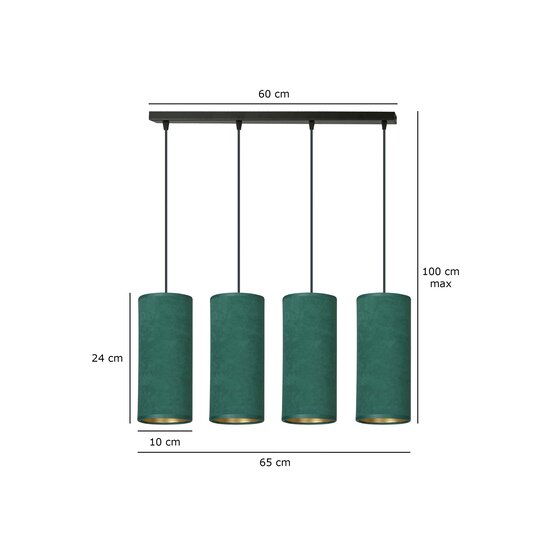 Odsherred 4 cylinders large hanging lamp green 4x E27