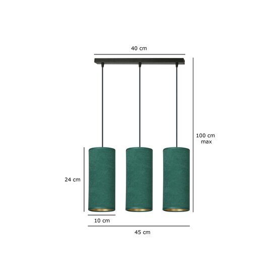 Lampe suspendue moyenne Odsherred 3 cylindres verte 3x E27
