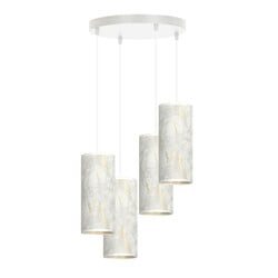 Emibig Lámpara colgante redonda grande Ringsted con 4 tubos de mármol blanco 4x E27