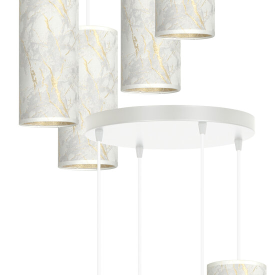 Emibig Emibig Lampe suspendue ronde grande Ringsted avec 4 tubes en marbre blanc 4x E27 - Éclairage parfait pour chaque espace