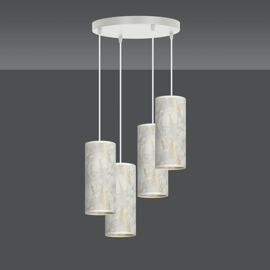Ringsted large round pendant lamp with 4 tubes of white marble 4x E27