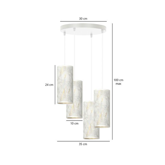 Emibig Emibig Ringsted large round pendant lamp with 4 tubes of white marble 4x E27 - Perfect lighting for any space