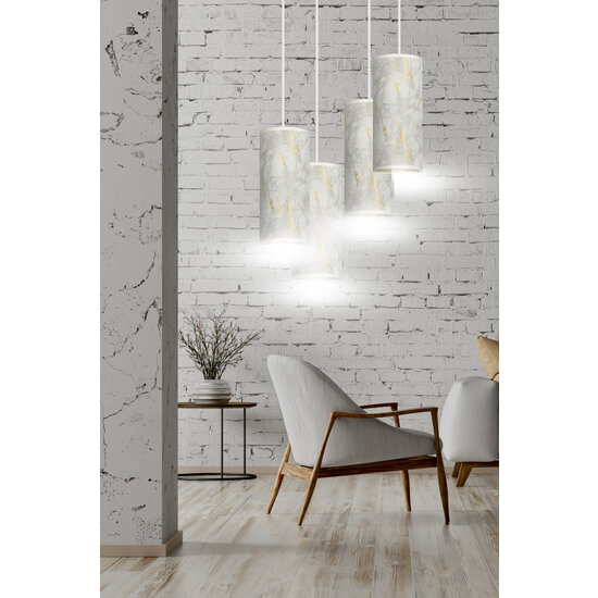 Ringsted large round pendant lamp with 4 tubes of white marble 4x E27