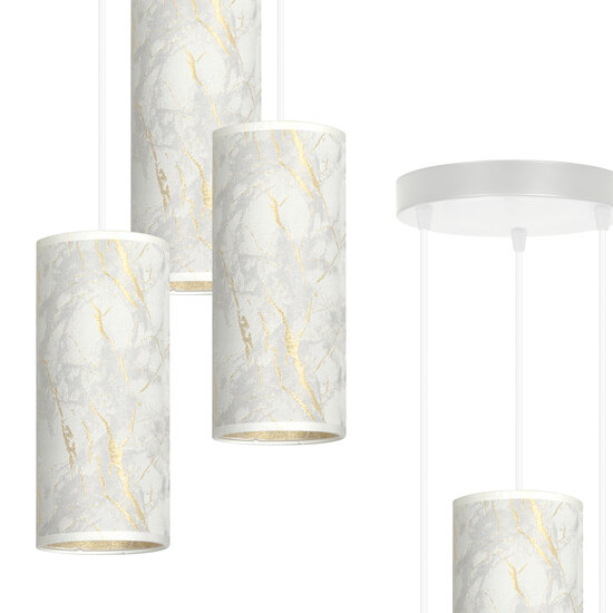 Ringsted round pendant lamp with 3 tubes white marble 3x E27